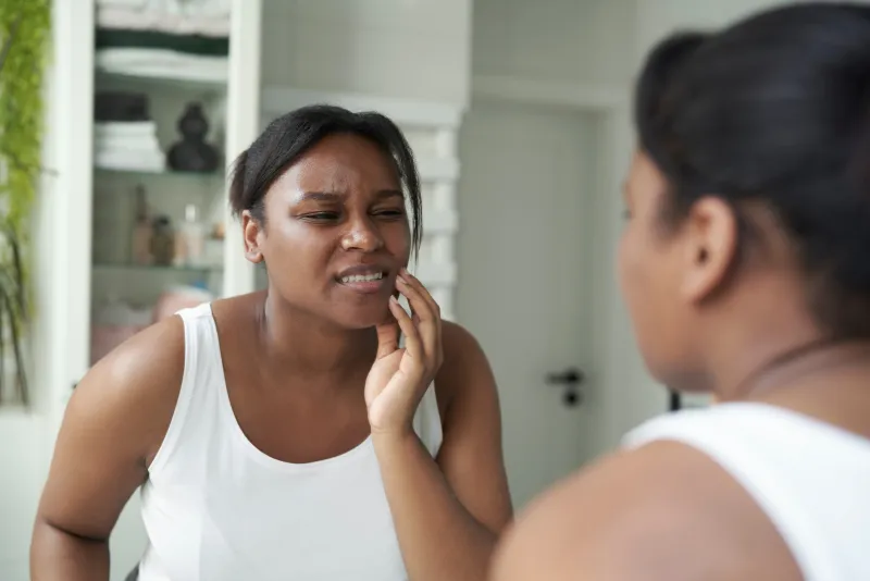 Patient receiving emergency dental care
